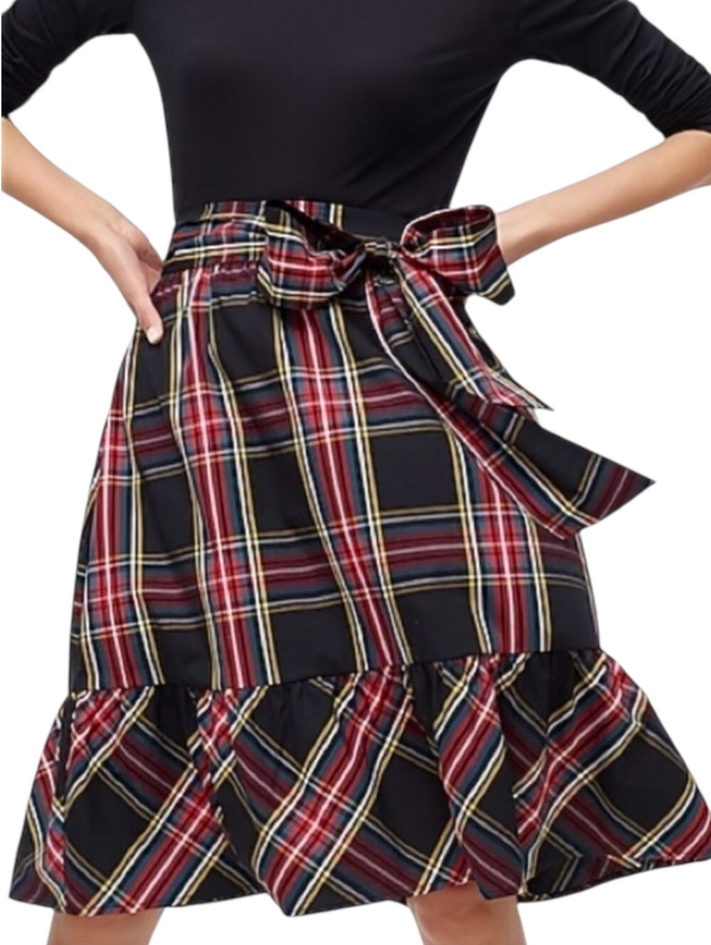 J.Crew Factory Big Bow Tartan Plaid Ruffle Hem Skirt Size 4